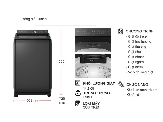 Máy giặt Panasonic Inverter 14.5 kg NA-FD290CEBV