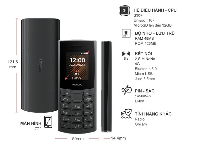 Điện thoại Nokia 105 4G Pro Đen