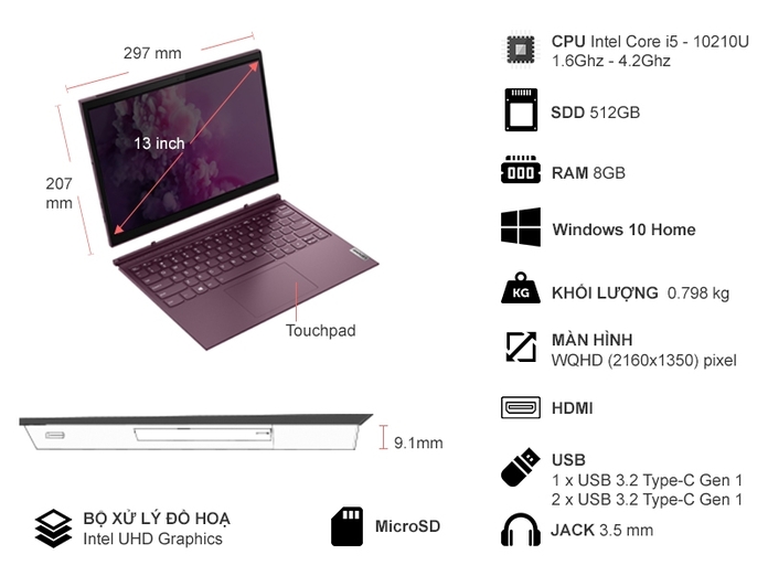 Laptop Lenovo Yoga Duet 7 13IML05 i5-10210U 82AS009AVN