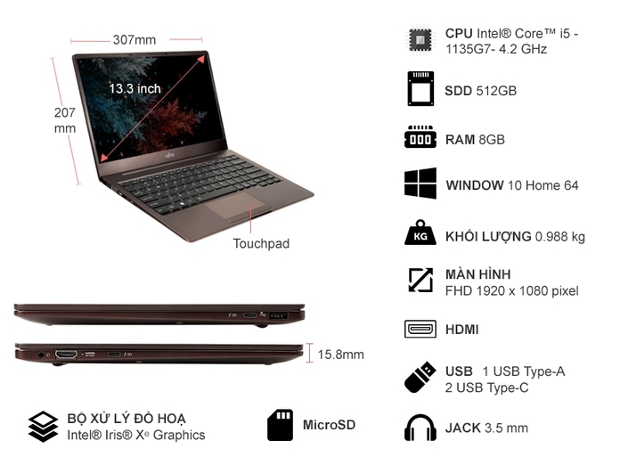 Laptop Fujitsu CH-9C13A1 i5-1135G7 13.3 inch 4ZR1C39165