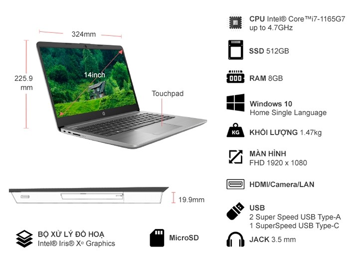 Laptop HP 240 G8 i7-1165G7 14 inch 3D0E8PA