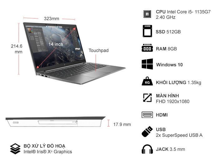 Laptop HP Zbook Firefly 14 G8 i5-1135G7/8GB/512GB/Win10 (1A2F1AV)