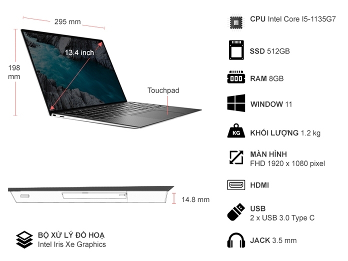 Laptop Dell XPS 13 9310 i5-1135G7/8GB/512GB/Win11 (70273578)
