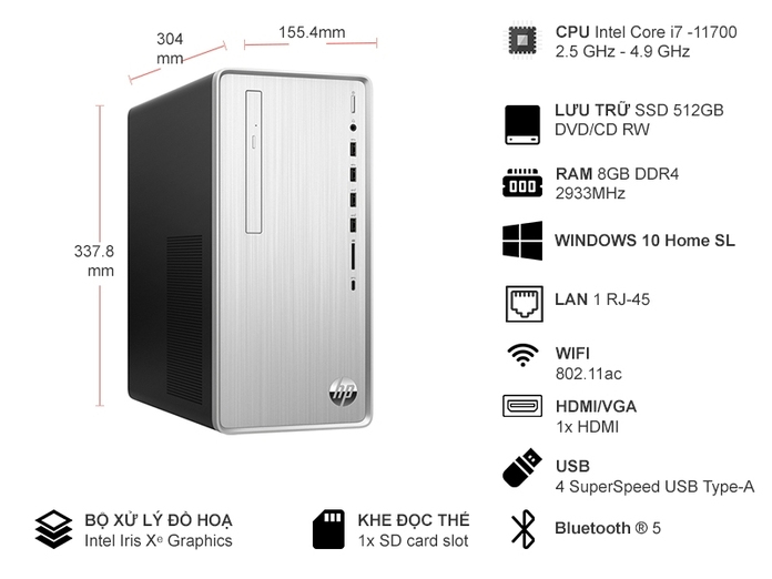 PC HP Pavilion TP01-2001D I7-11700 8GB/512GB 46K00PA PC HP Pavilion TP01-2001D I7-11700 8GB/512GB 46K00PA