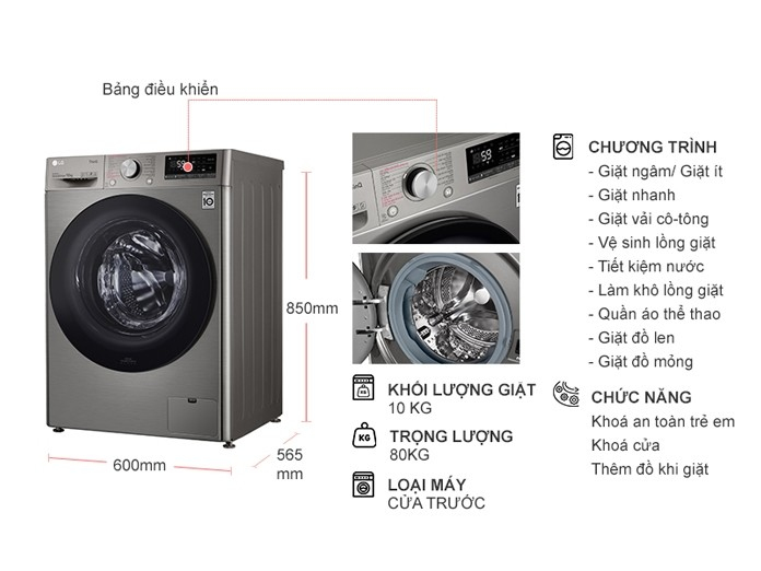 Máy giặt LG Inverter 10 kg FV1410S4P