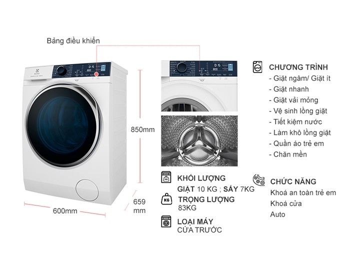 Máy giặt sấy Electrolux EWW1024P5WB 10/7kg