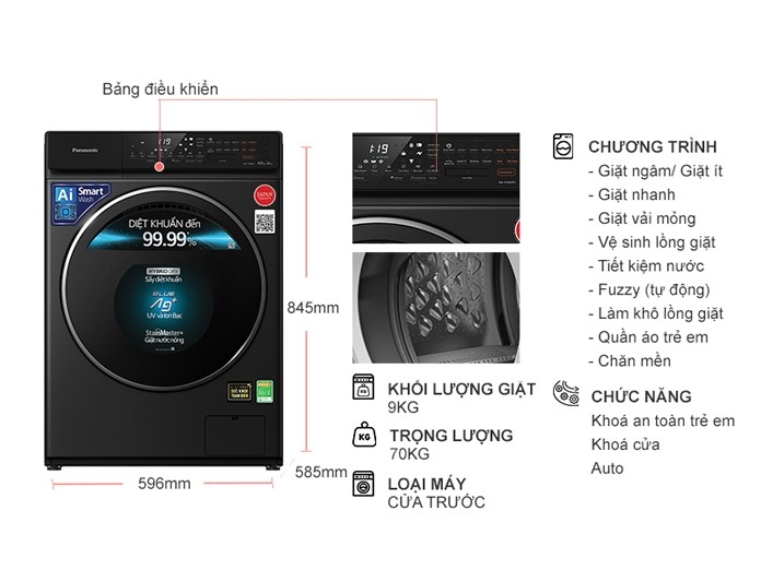 Máy giặt sấy Panasonic NA-S96FR1BVT 9/6kg