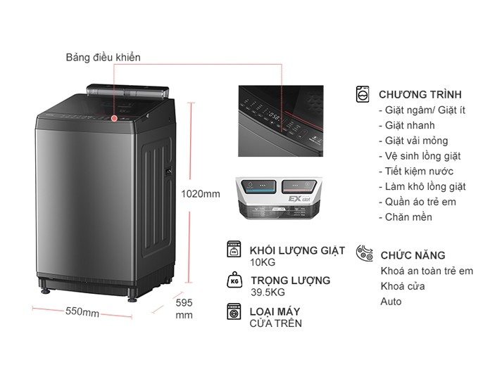 Máy giặt Toshiba Inverter 10 kg AW-DUM1100JV(SG)