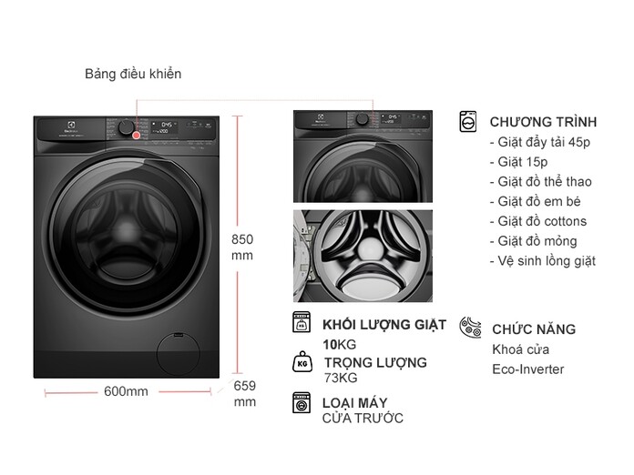 Máy giặt Electrolux Inverter 10 kg EWF1023P5SC