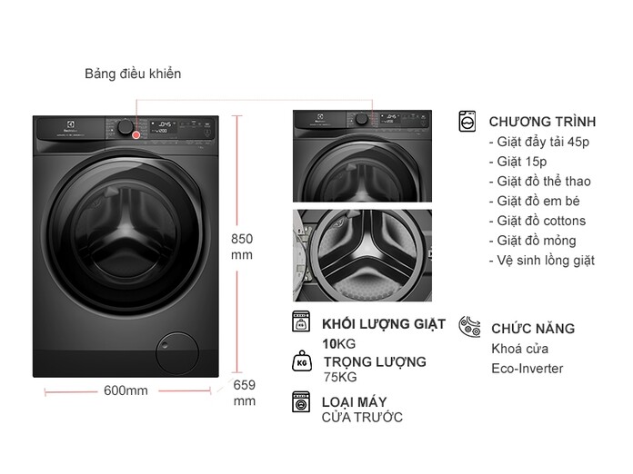 Máy giặt Electrolux Inverter 10 kg EWF1043R7SC