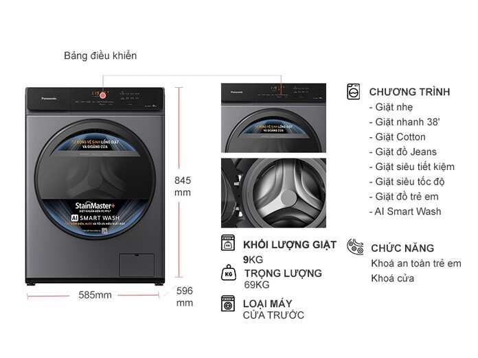 Máy giặt Panasonic Inverter 10 kg NA-V10FA1LVT