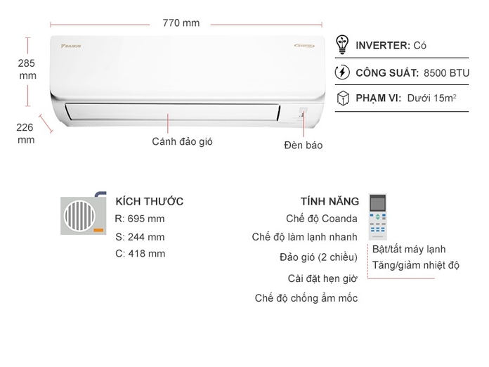 Máy lạnh Daikin Inverter 1 HP FTKA25VMVMV