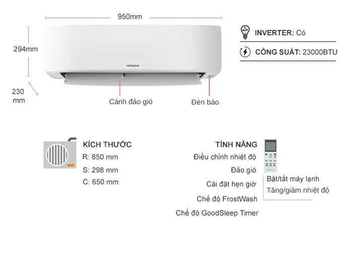 Điện Máy Toàn Linh - Chính hãng - Giá tốt - Freeship TP HCM Máy lạnh Hitachi RAC/RAK-DJ24PCASVX Inverter 2.5 HP Điện Máy Toàn Linh - Chính hãng - Giá tốt - Freeship TP HCM