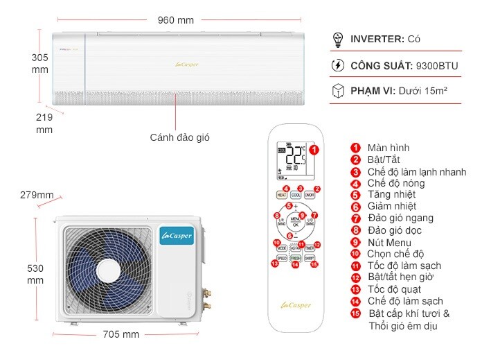 Máy lạnh Casper Inverter 1 HP XH-09IF35