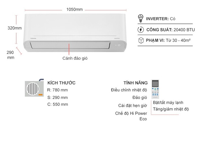 Máy lạnh Toshiba Inverter 2.5 HP RAS-H24S4KCV2G-V