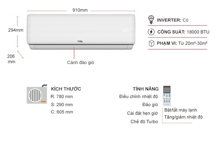 Máy lạnh TCL Inverter 2 HP TAC-18CSD/XAB1