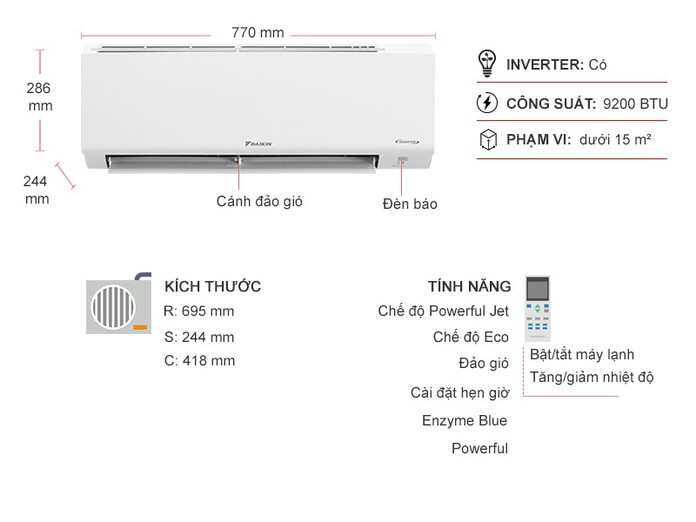 Máy lạnh Daikin Inverter 1 HP ATKB25YVMV/ARKB25YVMV
