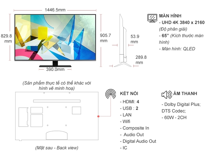 Smart Tivi QLED Samsung 4K 65 inch QA65Q80TAKXXV