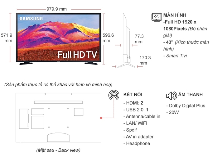 Smart Tivi Samsung 43 inch UA43T6000AKXXV