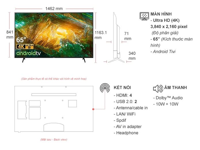 Android Tivi Sony 4K 65 inch KD-65X8050H VN3