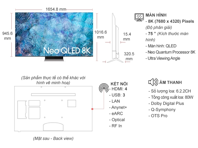 Smart Tivi Neo QLED Samsung 8K 75 inch QA75QN900AKXXV