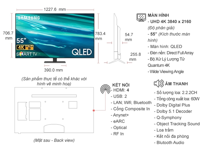 Smart Tivi QLED Samsung 4K 55 inch QA55Q80AAKXXV