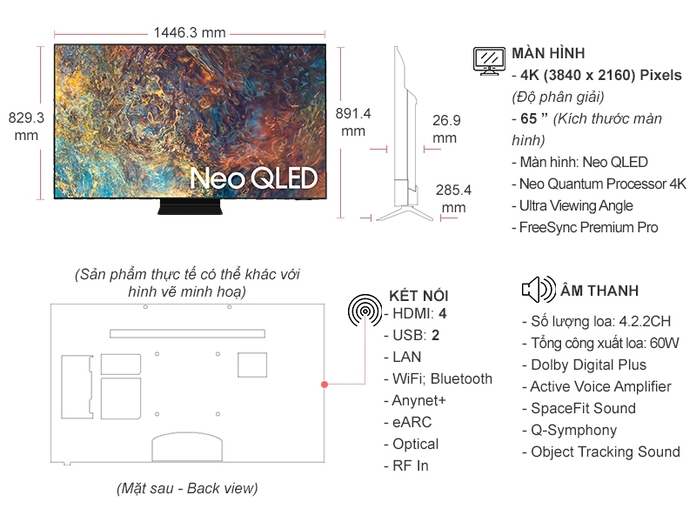 Smart Tivi Neo QLED Samsung 4K 65 inch QA65QN90AAKXXV