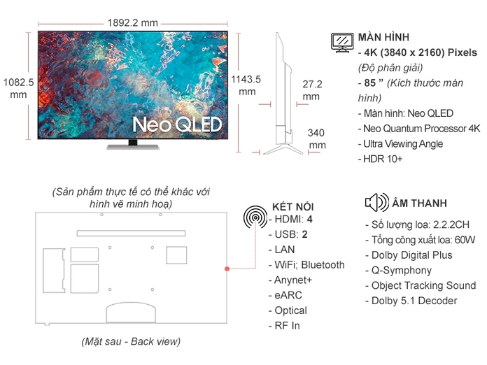 Smart Tivi Neo QLED Samsung 4K 85 inch QA85QN85AAKXXV Smart Tivi Neo QLED Samsung 4K 85 inch QA85QN85AAKXXV