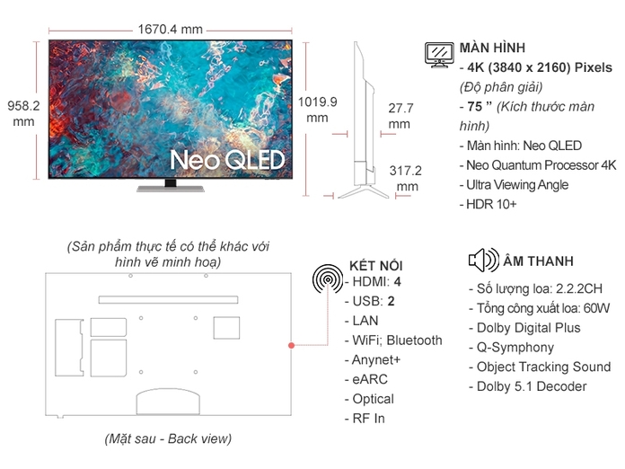 Smart Tivi Neo QLED Samsung 4K 75 inch QA75QN85AAKXXV