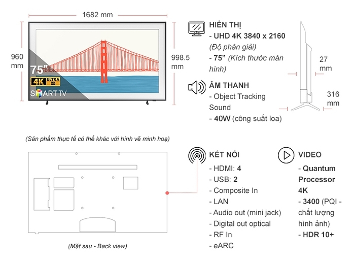 Smart Tivi The Frame QLED Samsung 4K 75 inch QA75LS03AAKXXV