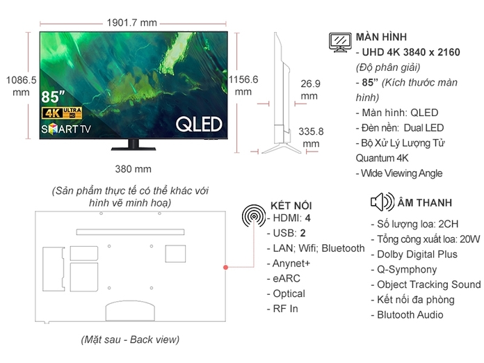 Smart Tivi QLED Samsung 4K 85 inch QA85Q70AAKXXV