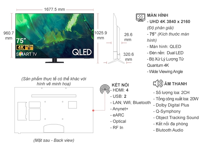 Smart Tivi QLED Samsung 4K 75 inch QA75Q70AAKXXV
