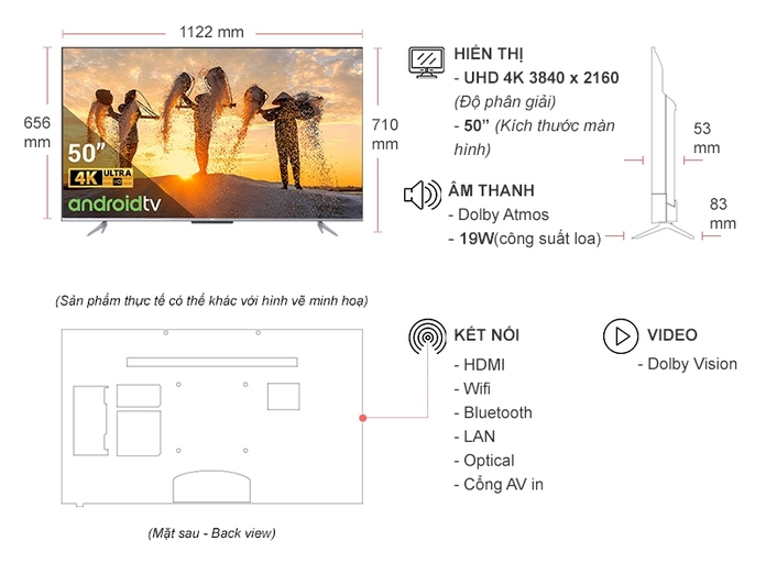 Android Tivi TCL 4K 50 inch 50P725