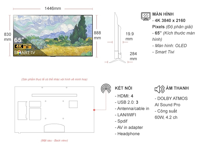 Smart Tivi OLED LG 4K 65 inch OLED65G1PTA