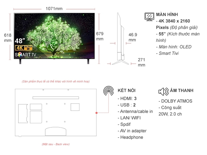 Smart Tivi OLED LG 4K 48 inch OLED48A1PTA