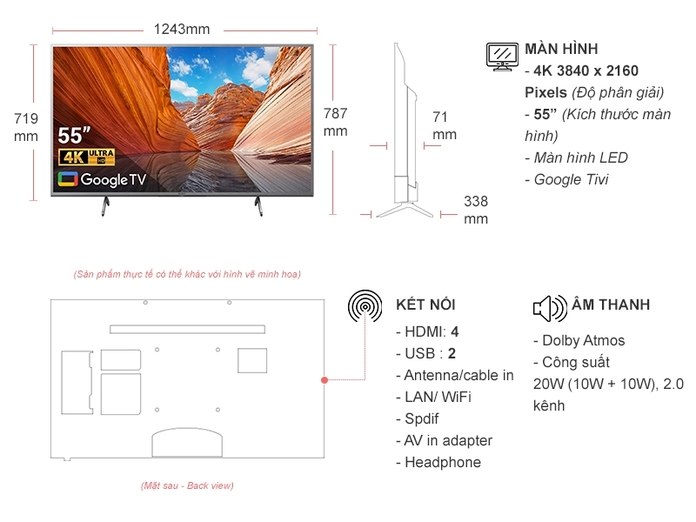Google Tivi Sony 4K 55 inch KD-55X80J/S VN3