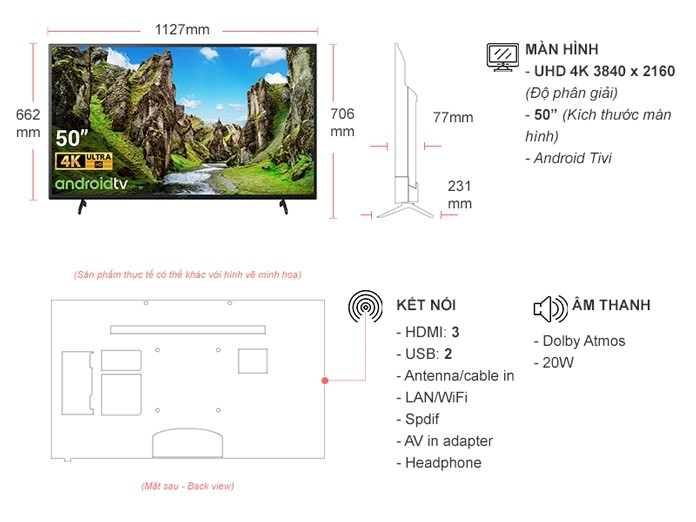 Android Tivi Sony 4K 50 inch KD-50X75 VN3
