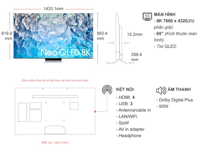 Smart Tivi Neo QLED 8K 65 inch Samsung QA65QN900BKXXV