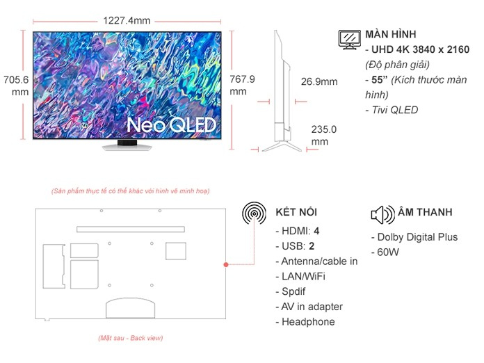 Smart Tivi Neo QLED Samsung 4K 55 inch QA55QN85BAKXXV