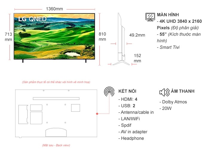 Smart Tivi QNED LG 4K 55 inch 55QNED80SQA