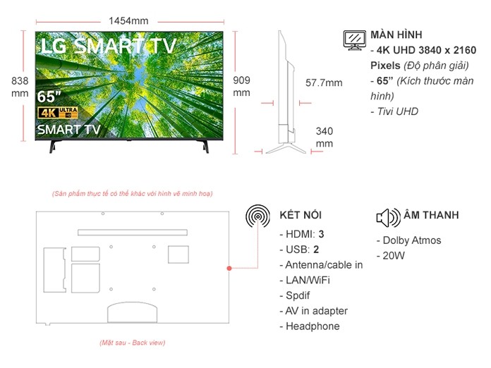 Smart Tivi LED LG 4K 65 inch 65UQ8000PSC