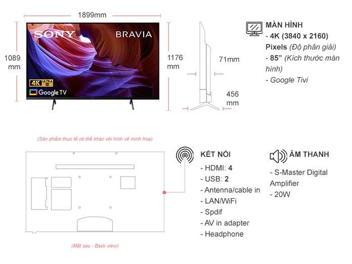 Google Tivi Sony 4K 85 inch KD-85X85K
