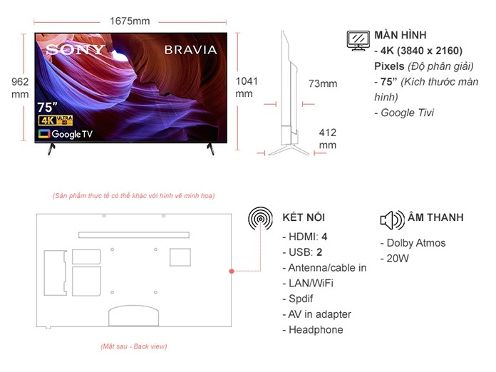 Google Tivi Sony 4K 75 inch KD-75X85K