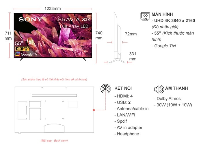 Google Tivi Sony 4K 55 inch XR-55X90K