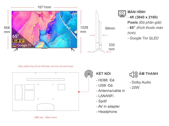 Google Tivi TCL QLED 4K 65 inch 65C635