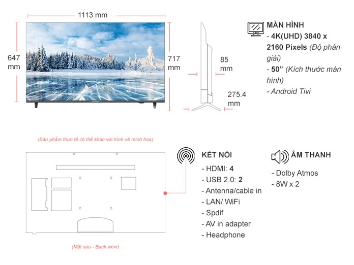 Android Tivi Sharp LED 4K 50 inch 4T-C50DJ3X