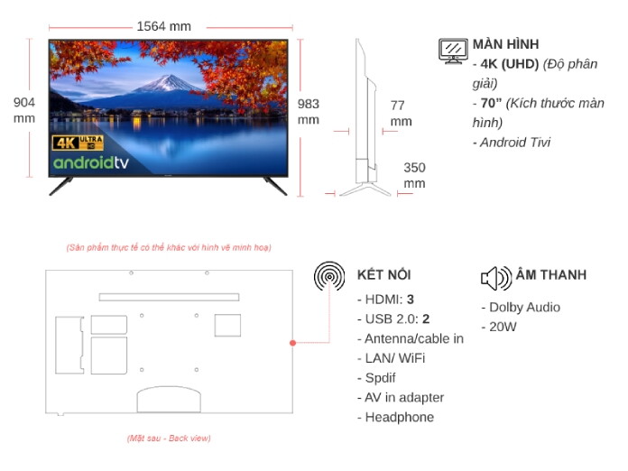 Android Tivi Sharp 4K 70 inch 4T-C70CK3X