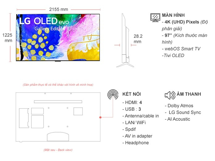 Smart Tivi OLED LG 4K 97 inch OLED97G2PSA.ATV Smart Tivi OLED LG 4K 97 inch OLED97G2PSA.ATV