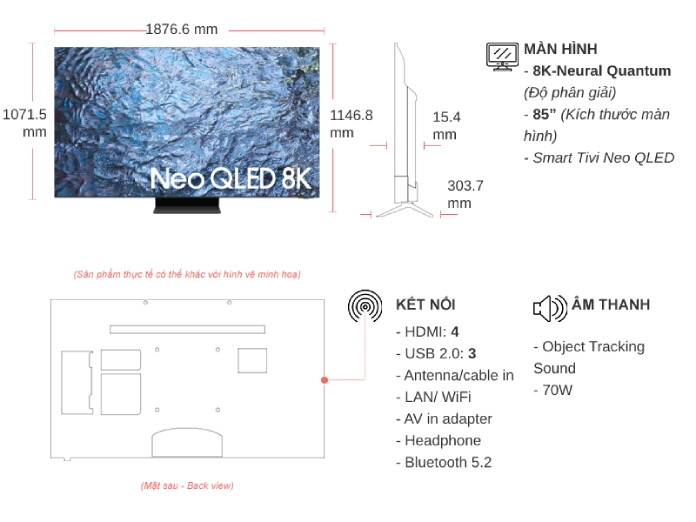 Smart Tivi Neo QLED Samsung 8K 85 inch QA85QN900CKXXV
