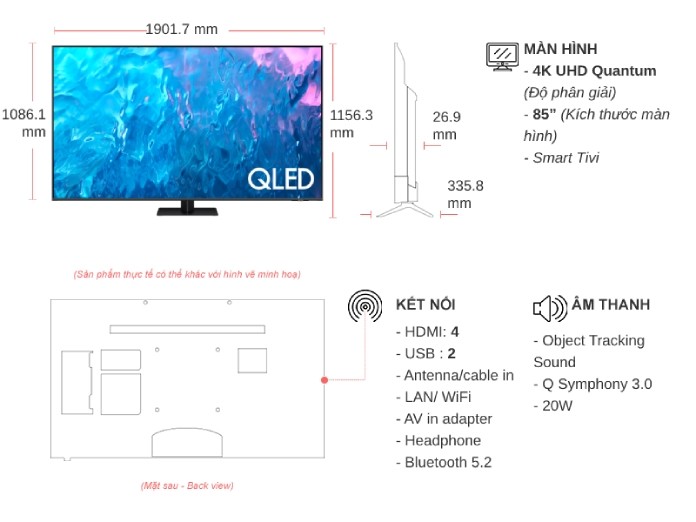 Smart Tivi QLED Samsung 4K 85 inch QA85Q70CAKXXV